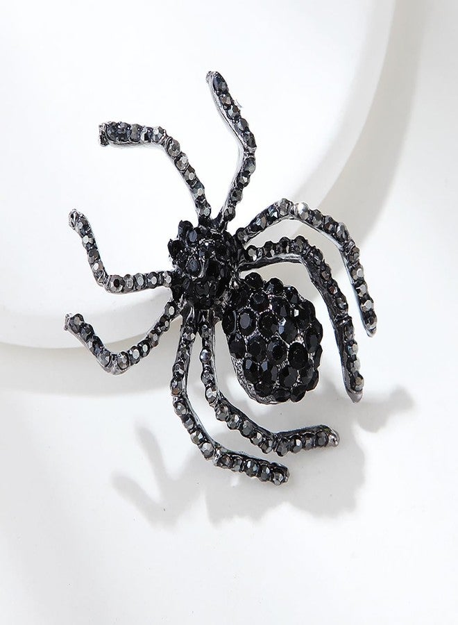 MXUHUI Spider Brooch Pins for Women Gothic Rhinestone Spider Pin Insect Brooch Halloween Cosplay Party Vintage Costume Accessories (Black) - Image 2